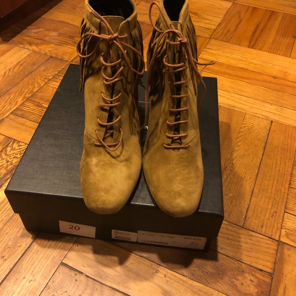 Saint Laurent brown suede fringe Ankle booties - Picture 7 of 7